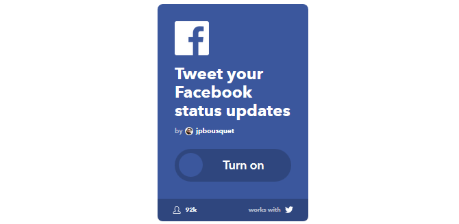Ultimate IFTTT Kılavuzu: Bir Profesyonel Gibi Web'in En Güçlü Aracını Kullanın 29IFTTT TweetFBStatusUpdates