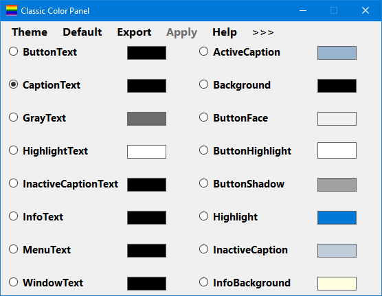 windows 10 klasik renk paneli