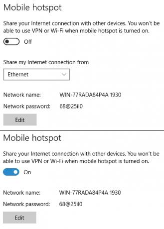 Windows 10 Mobile Hotspot Açık Kapalı