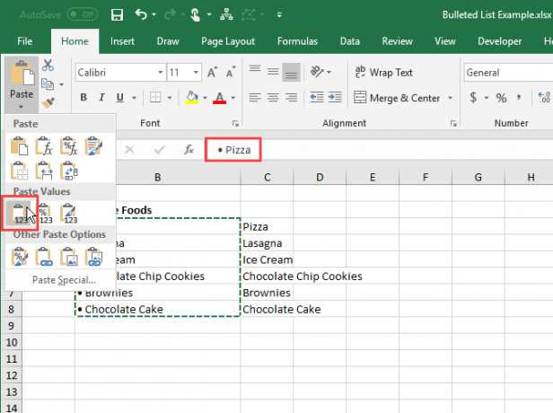 Değerleri yalnızca Excel'de yapıştırma