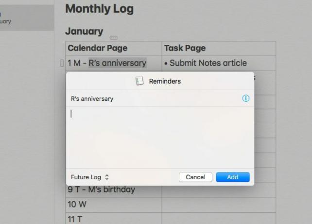 Mac'te bir günlük günlüğü için Notes hatırlatıcıları oluşturma