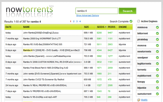 Nowtorrents - Gerçek Zamanlı Torrent Arama