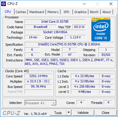 CPU-Z Windows tanılamaya genel bakış