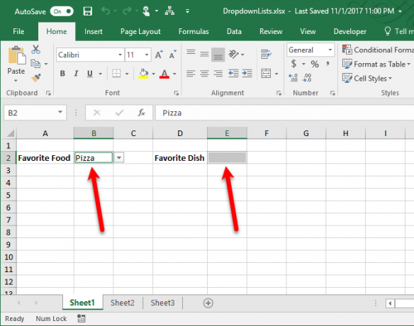 Excel'de açılır liste oluştur
