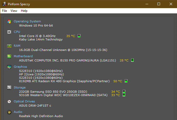 Speccy PC Özellikleri