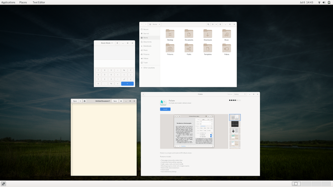 GNOME Classic açık pencereleri gösteriyor