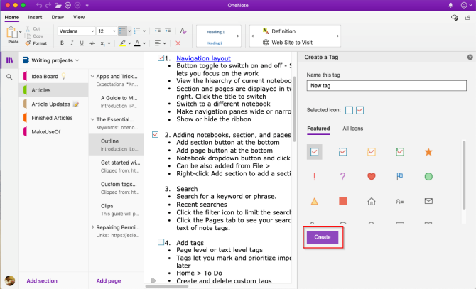 OneNote'ta özel bir etiket oluşturun