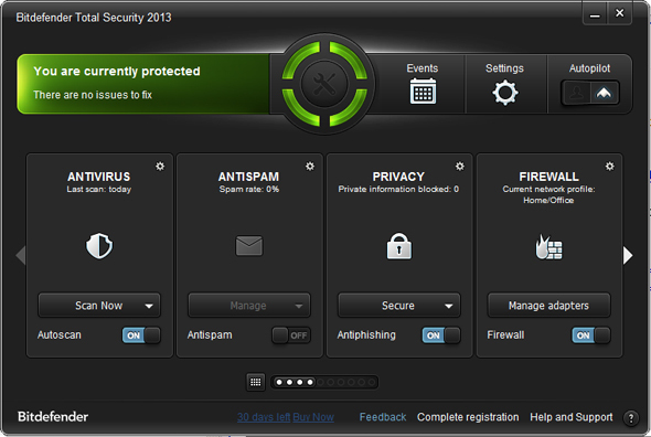 Yeni Bitdefender Total Security 2013 [Giveaway] bitdefender 2013 ana ekranı ile Çevrimiçi Güvende Kalın