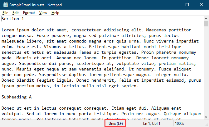 Linux'tan metin dosyası Not Defteri'nde açılır