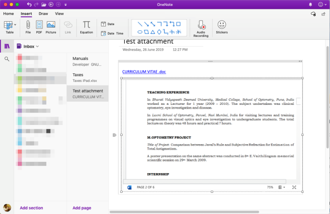 OneNote'ta bir kelime dosyası ekleyin