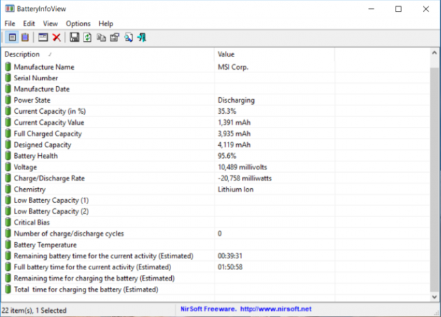 batteryinfoview hakkında ayrıntılı pil bilgisi