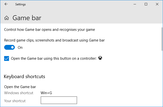 Oyun Çubuğu ayarları Windows 10