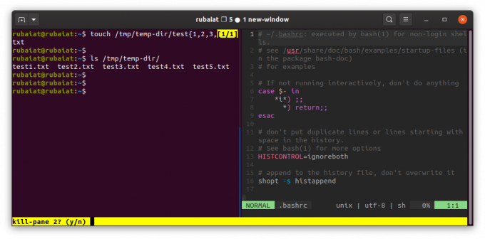 Tmux Bölmelerinin Kapatılması