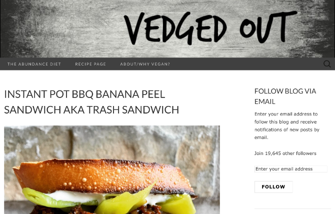 Vedged out, yedekler ve değiştirmeler için birkaç lezzetli vegan tarifi blogundan biridir