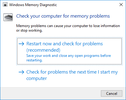 Windows Tanılama Belleği bilgisayarınızda bellek sorunları olup olmadığını kontrol edin