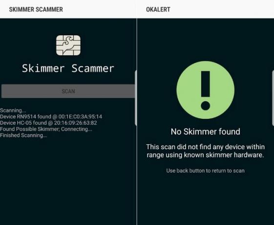 Bu Android Uygulaması Android Skimmer Tarayıcı ile Kart Skimmers Düşen Kurban kaçının