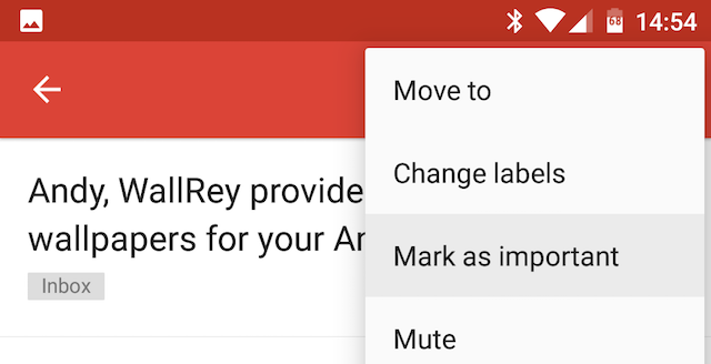 Android Gmail İletisini Önemli Olarak İşaretle