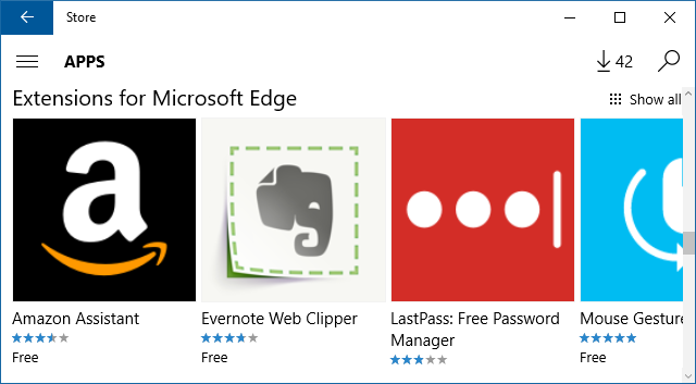 Microsoft Edge Uzantıları Windows Mağazası