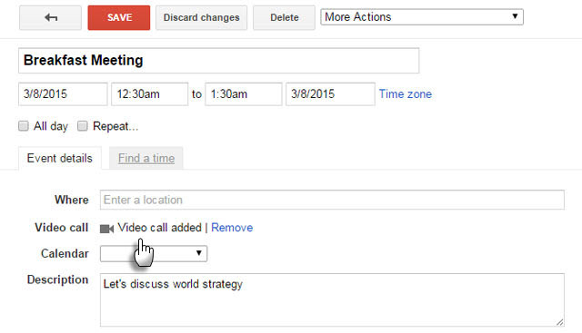 Google Takvim'e Video Görüşmesi Ekleyin
