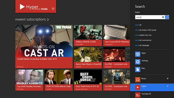 YouTube için Hiper: Windows 8'in Modern UI hyper1'inden YouTube Videoları İndirin ve İzleyin