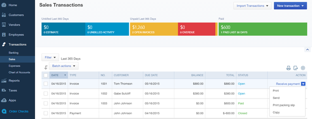 4 Çevrimiçi QuickBooks - satış