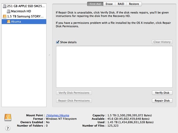Paragon NTFS Mac OS X için Disk yardımcı programını gözden geçirme xn