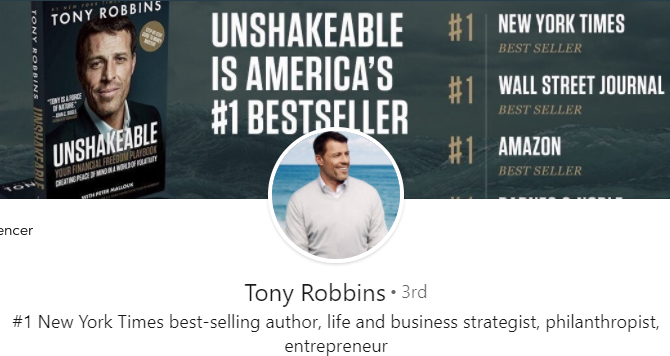 Tony Robbins LinkedIn kapak fotoğrafı