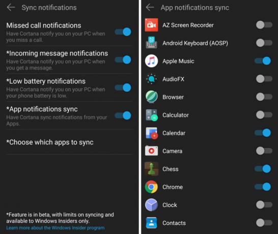 senkron-android-bildirimleri-Windows aksiyon merkez senkron-seçim-apps