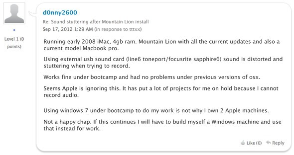 OS X Mountain Lion mükemmel olmaktan uzak ve neden soundlag1 xn