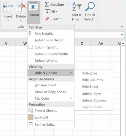 Excel'de Sütunları ve Satırları Gizleme veya Gösterme Excel'i Göster Satırları Gösterme Sütunları Gizle e1512419985570