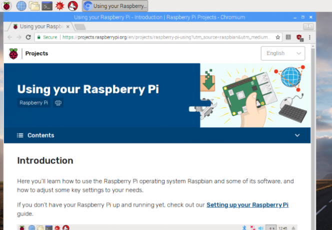 Raspbian, Raspberry Pi'yi kullanmaya başlamanız için yardım dosyaları içerir