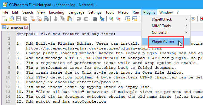 Eklentiler Yöneticisi iletişim kutusunu Notepad ++ ile açın