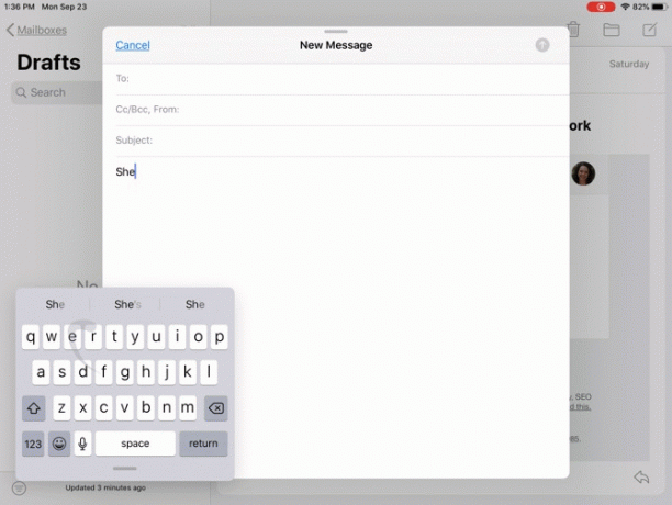 Yüzer Klavyede iPadOS QuickPath