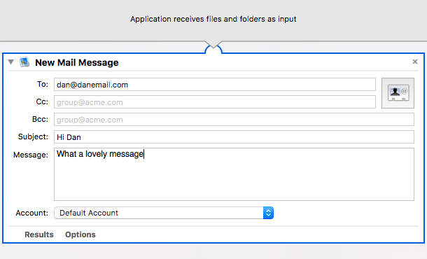 mac yeni posta mesajı automator uygulamasında