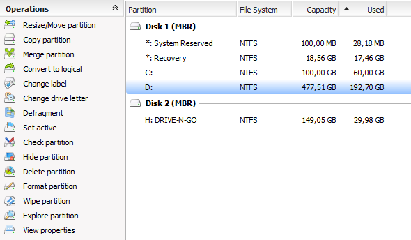 sabit disk bölümleme yöneticisi