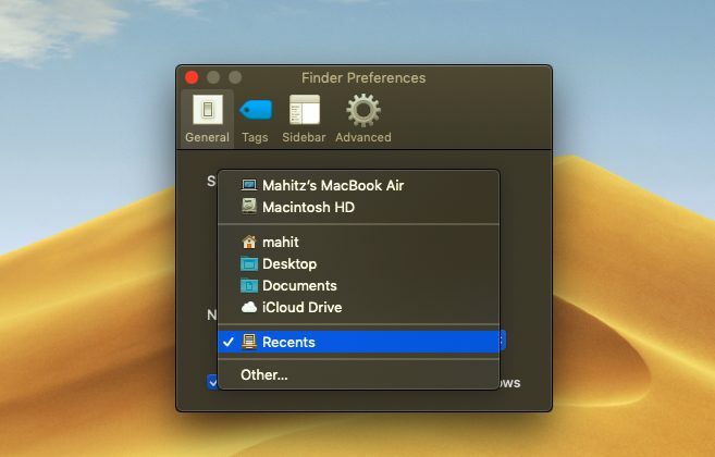 macos bulucu varsayılan klasörü 