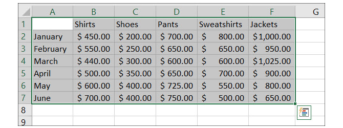 Excel'de veri seçme