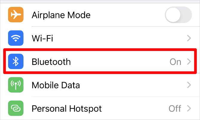 İPhone Ayarlarında Bluetooth seçeneği