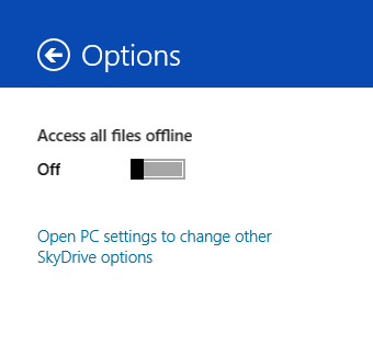 SkyDrive-Seçenekler