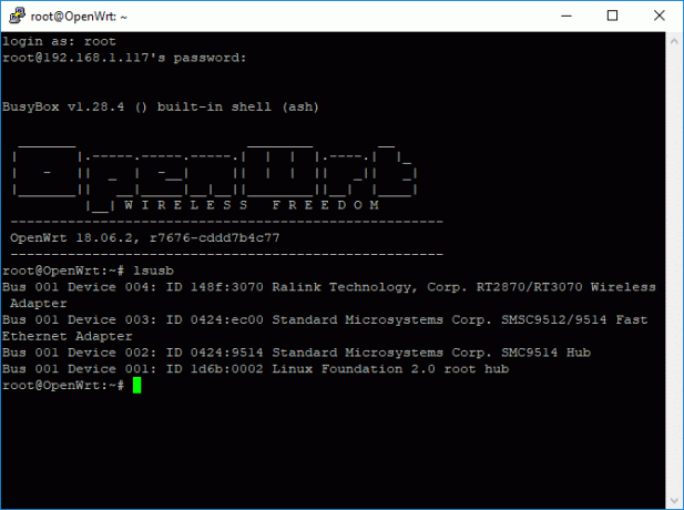 OpenWRT Macun Terminal Pencere Ekranı