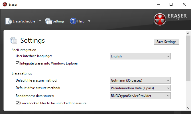 Bu, Windows programlarının en iyilerinden birinin ekran görüntüsüdür. Silgi üzerine yazma dosyaları denir