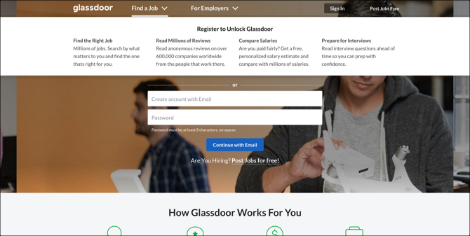 Glassdoor İş Arama Ana Sayfa