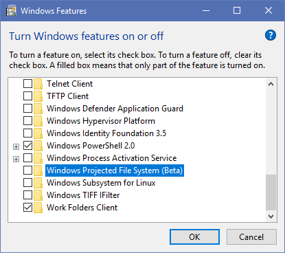 Windows özelliklerini açma veya kapatma