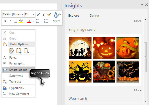 Microsoft Office 2016 - Bing ile Akıllı Arama