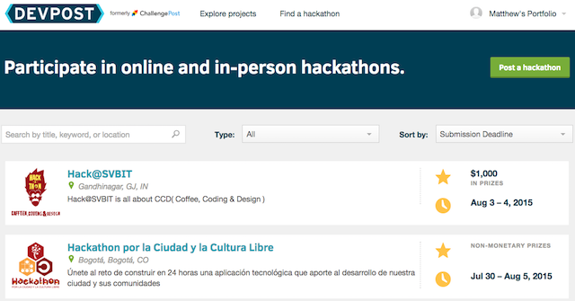 hackathon-devpost listem