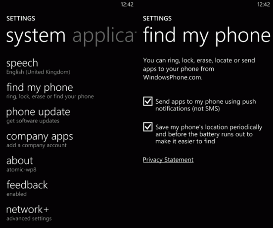 Muo-WP8-findmyphone-settings