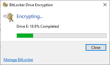 bitlocker sürücü şifreleme sürecinde