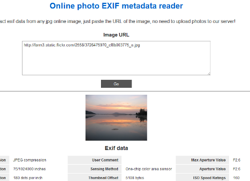 exif verilerini çevrimiçi çıkarın