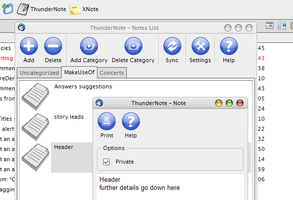 thunderbird notlar addon