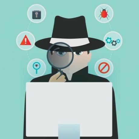 Birisi casus yazılımı temsil etmek için bir bilgisayarda casusluk